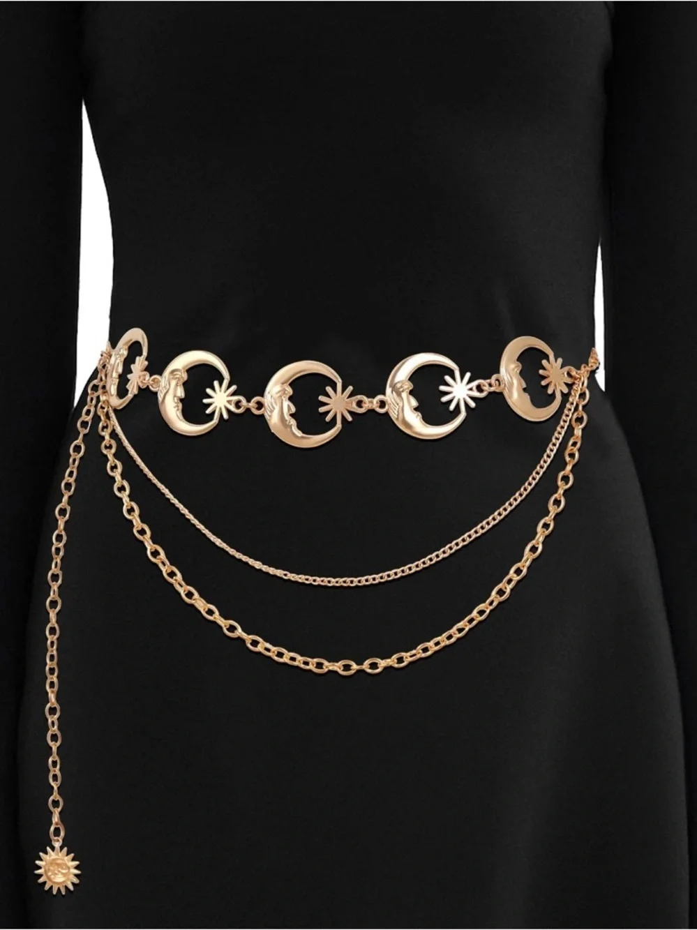New! Vintage Celestial Moon & Star Chain Belt